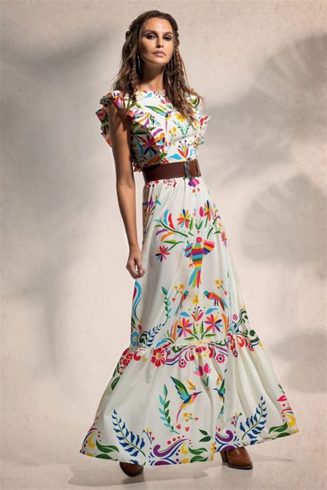 Vestido S21911b Folklore Maxi Largo De Peace And Chaos