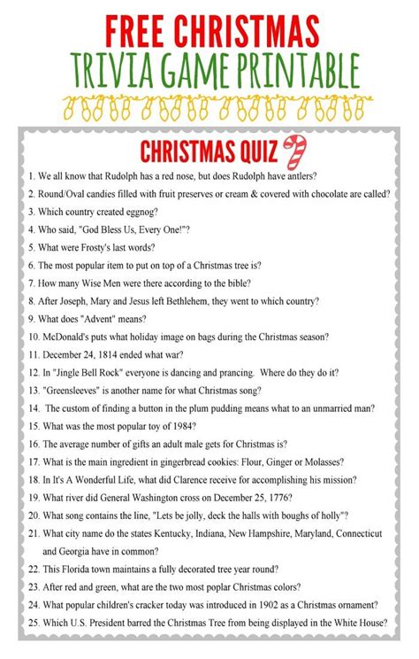 Free Christmas Trivia Christmas Trivia Christmas Games Christmas