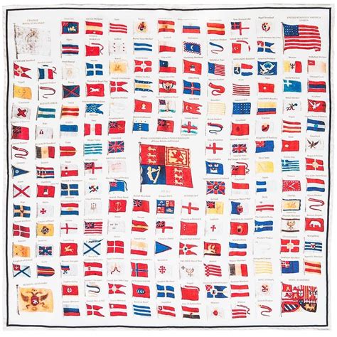 Naval Flags Of 1840 Hankerchief 100 Silk Hand Rolled Designed