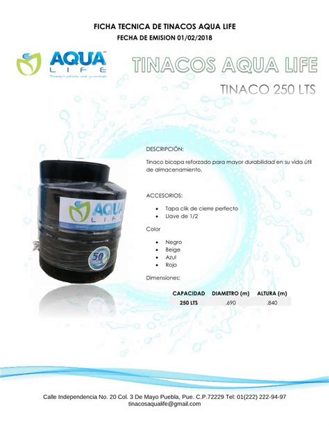 Pdf Ficha Tecnica De Tinacos Aqua Life Tecnica