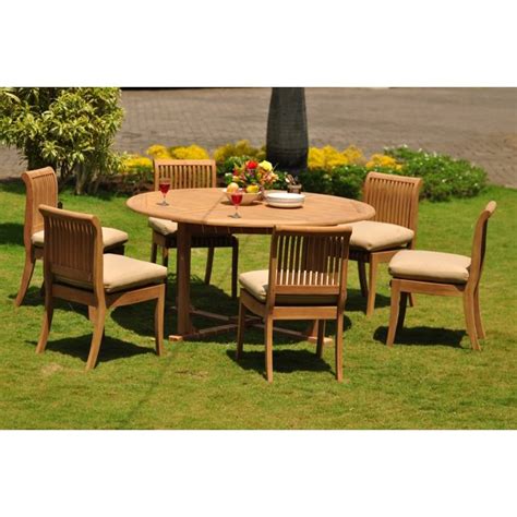 Teak Dining Set 6 Seater 7 Pc 60 Round Table And 6 Giva Armless