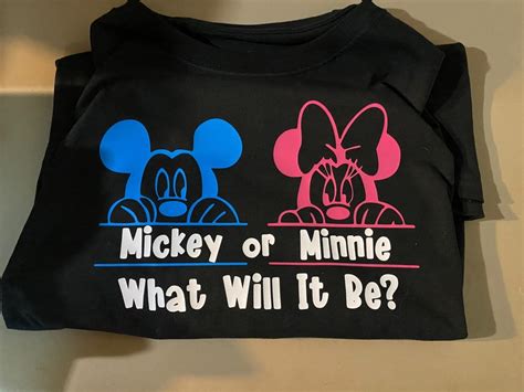 Mickey And Minnie Gender Reveal Shirt Etsy