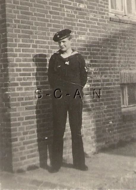 Wwii German Navy Rp Kriegsmarine Sailor Uniform Hat Stands By Brick Wall Picclick