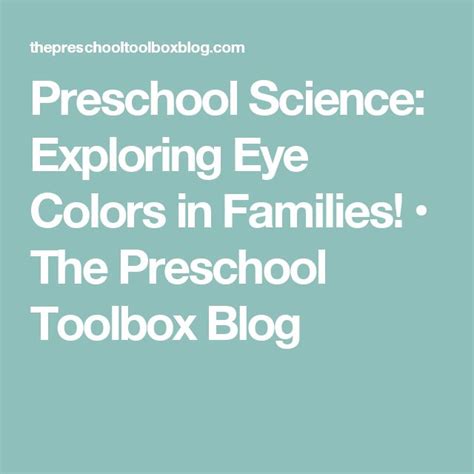 Preschool Science Exploring Eye Colors In Families Preschool