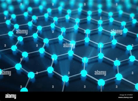 3d Rendering Of Graphene Atomic Structure Nanotechnology Background