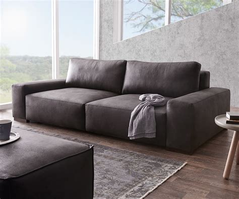 Big sofas passen zu fast jedem wohnstil und wird dein wohnzimmer mit neuen ideen füllen. DELIFE Big-Sofa Lanzo 270x125 cm Anthrazit Vintage Optik ...