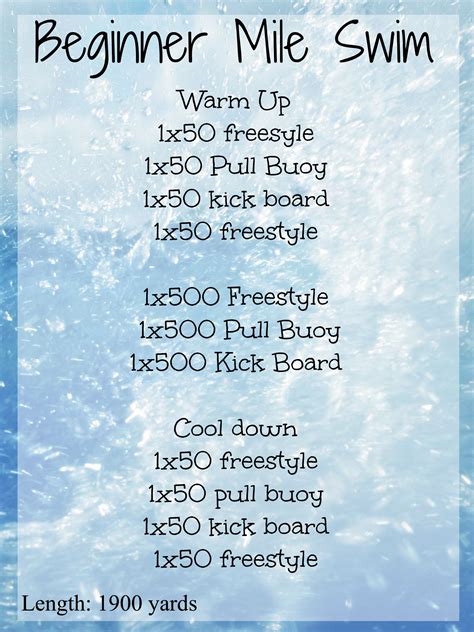 This Is A Beginner Workout That Is Step One To A Non Stop 1 Mile Swim