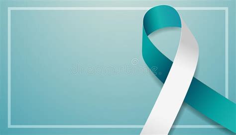 Cervical Cancer Awareness Month Banner With Teal And White Ribbon Awareness Stock Vector