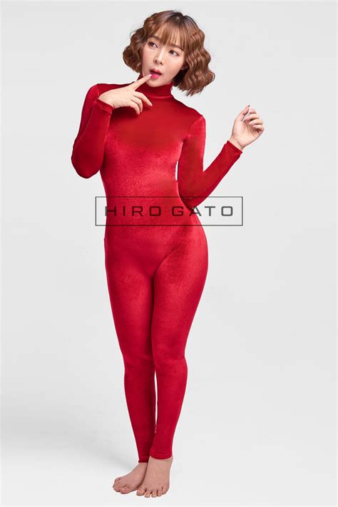 Hiro Gato Velvet Spandex Catsuit Red Zentai