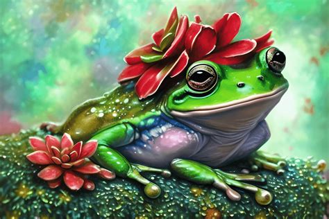 Fantasy Frog With Christmas Succulents · Creative Fabrica