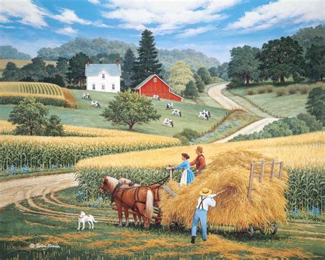 Pitching In © John Sloane Farm Art Country Art Farm Paintings