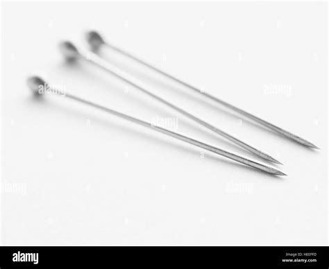 Pins On White Underground Stock Photo Alamy