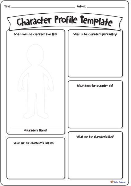 A Template To Use In The Classroom When Creating Character Profiles