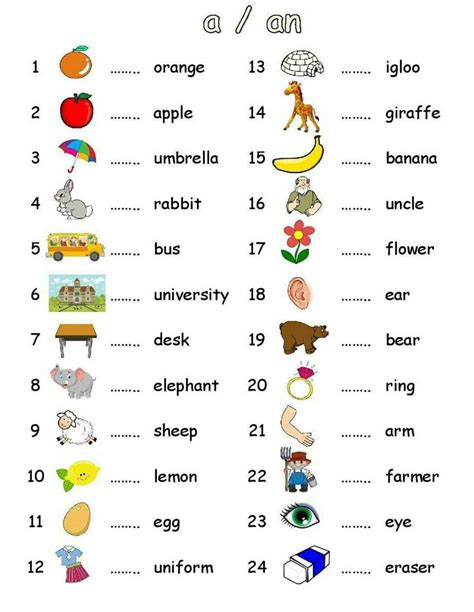 English Worksheet For Kids