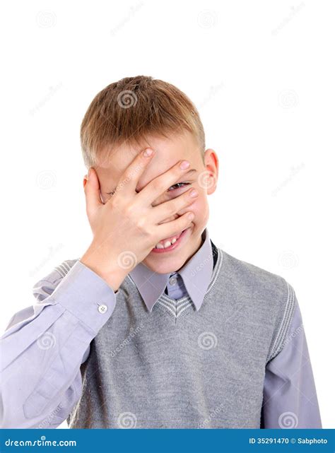 Boy Peeps Through His Fingers Stock Photo Image Of Cover Closeup