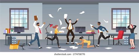 Office Panic Corporate Business Problems Collapse Stock Vector Royalty