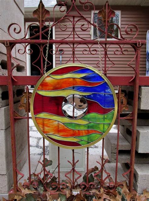 Ying Yang Stained Glass Bevel Fire Sky And By Staycsstainedglass Mosaic Garden Decor Ying Yang