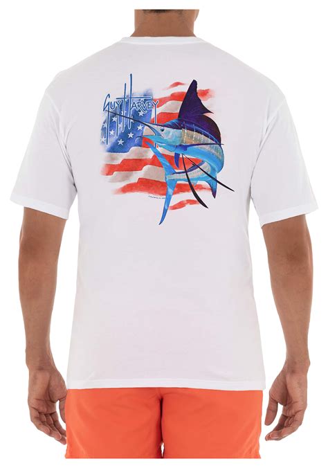 Guy Harvey Patriotic Flag Sailfish Graphic Short Sleeve T Shirt For Men