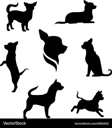 Chihuahua Dog Silhouettes Royalty Free Vector Image