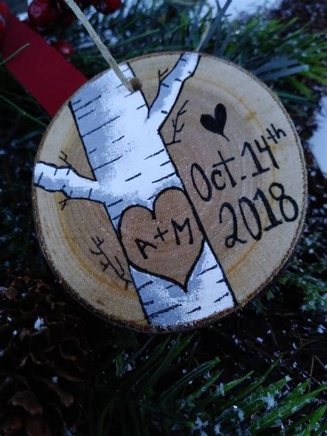 Wood burning gifts for her. Wedding gift wedding ornament gift for him Wood slice ...