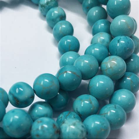 Turquoise Dyed Magnesite Gemstone Beads Mm Round Beads On Etsy Uk