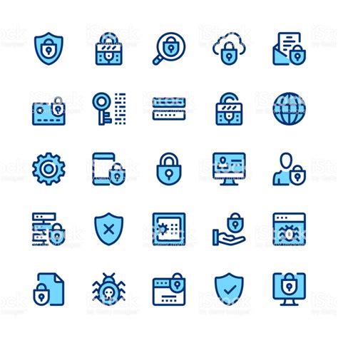 Computer Protection Internet Security Privacy Line Icons Set