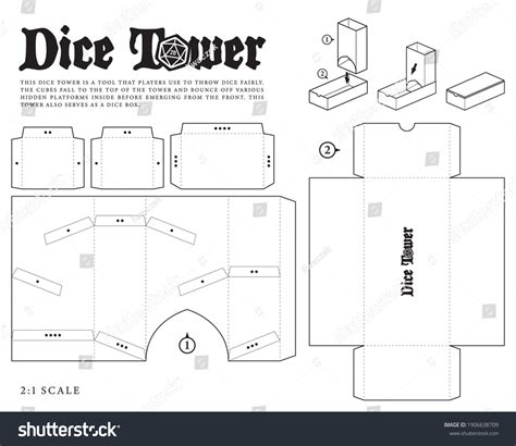 Vector Dice Tower Paper Model Template Stock Vector Royalty Free