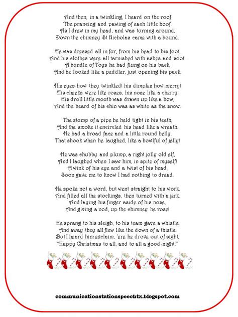 Words To Twas The Night Before Christmas Printable