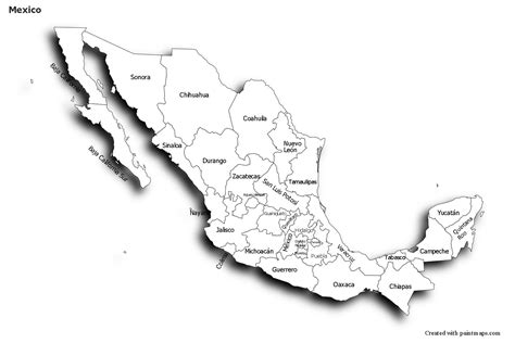 Mapa De Mexico Con Nombres En Blanco Y Negro