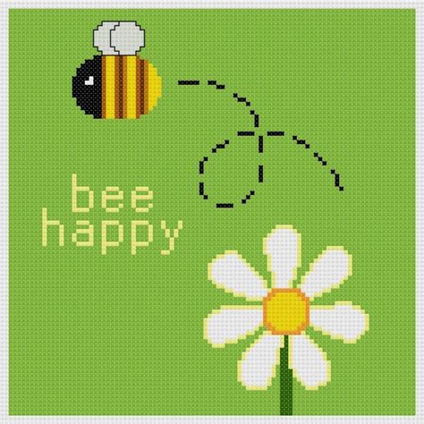 Bee Happy Cross Stitch Pattern Etsy