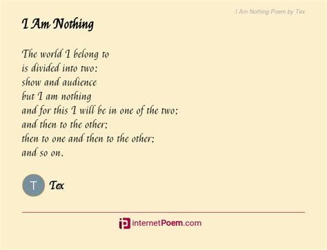 I Am Nothing Poem By Tex