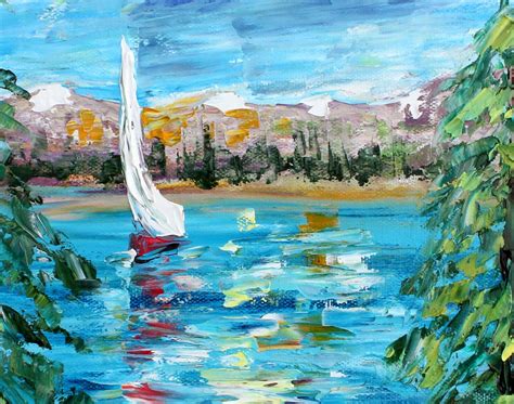 Lake Tahoe Painting Mountain Art Original Oil On Canvas Palette