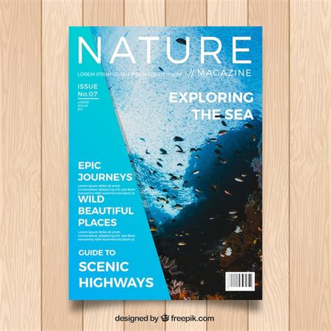 Free Vector Modern Nature Magazine Cover Template With Photo