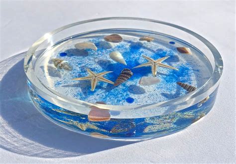 Seashell Coasters Nautical Home Decor Coastal Home Decor Etsy Sea Glass Art Diy Resin Art