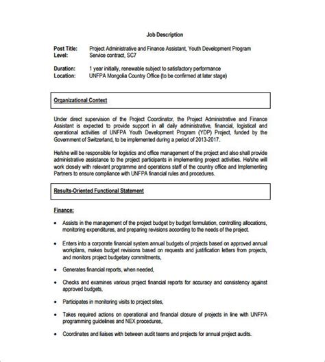 Work experience as a finance assistant, finance officer or similar role. Financial Assistant Job Description Template - 9+ Free ...