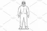 Hazard Suit Book Coloring Comic Vector Protective Man Style Creativemarket Male sketch template