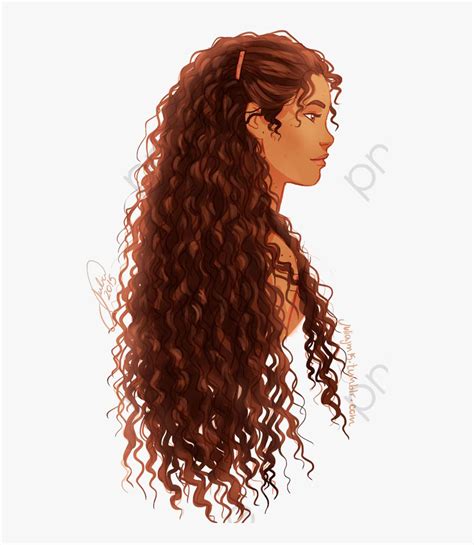 Curly Hair Girl Cartoon Girl Side Curls Png Transparent Curly Hair