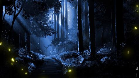Mysterious Forest Fantasy Art Source Forest Water Tree Blue