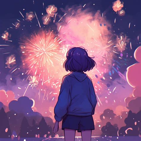 Anime Girl Watching Fireworks By Coolarts223 On Deviantart
