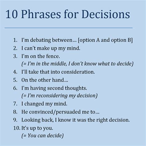 10 Phrases For Decisions English Learn Site