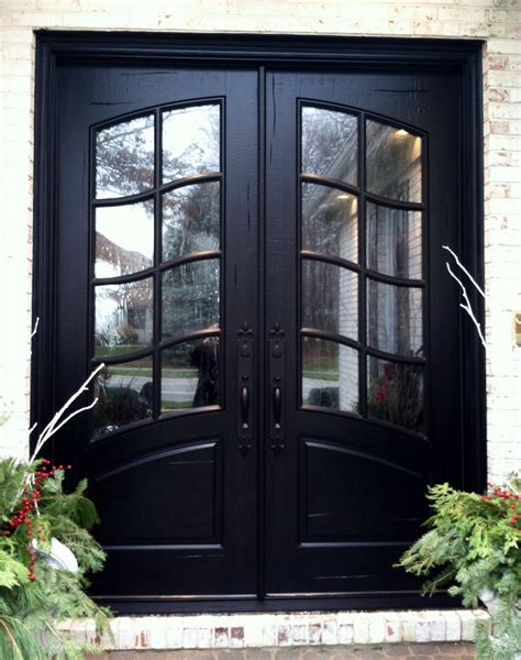 French Country Double Entry Doors Give Charming Completions To The