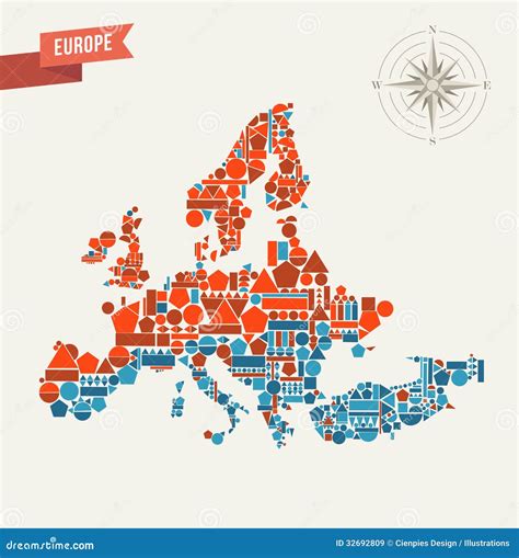 Abstract Geometric Map Of Europe Illustration Stock Vector