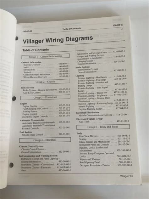 Ford Mercury Villager Wiring Diagrams Schematics Pinouts Service 89088