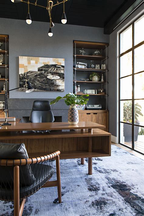 The Owners Home Office Has Custom Brass And Walnut Built