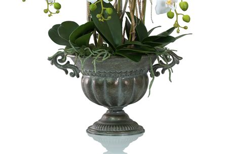 Large Artificial Orchids Centerpiece In A Gold Bowl Preserved Floral Arrangements And Silk Flowers