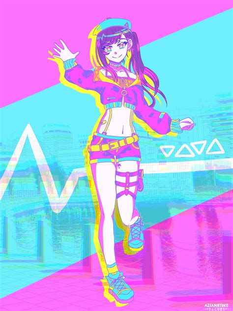 Neon Style Anime Girl Asianryoko Illustrations Art Street