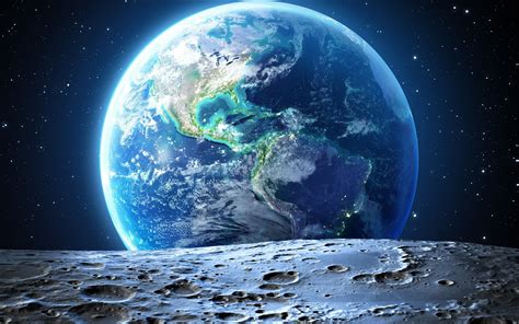 La Tierra Desde El Espacio 4k La Superficie De La Luna Galaxy