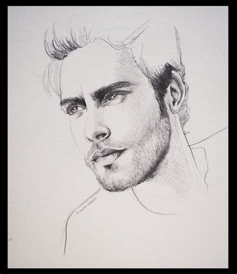Jon Kortajarena Model Face Pencil Drawing Blacn And White