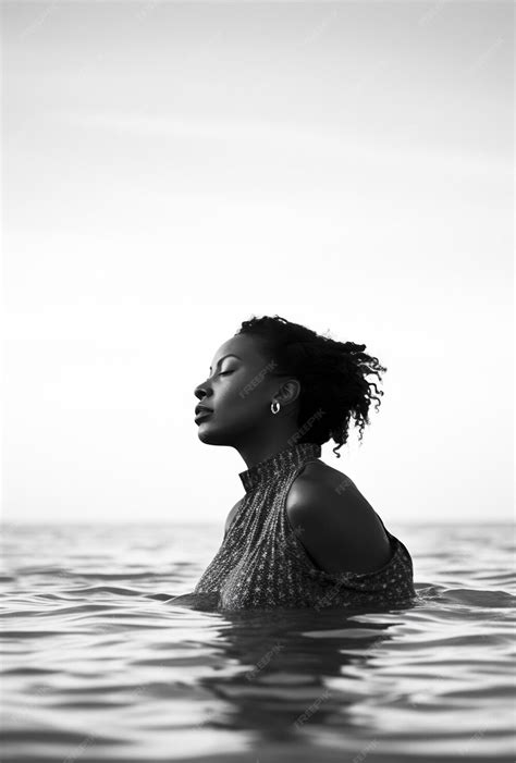 Premium Ai Image African Woman Bathing In The Sea In Her Clothes