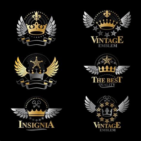 Premium Vector Royal Crowns Emblems Set Heraldic Vector Design
